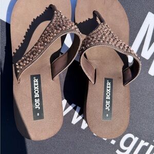Joe Boxer Tan Beaded Flip-Flops